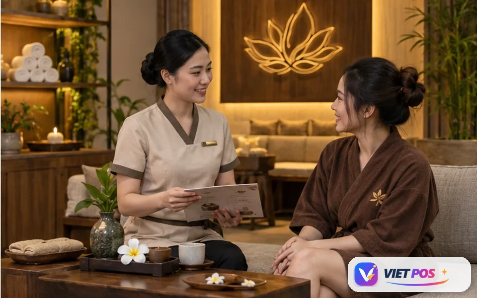Nhân viên tư vấn khách hàng tại spa