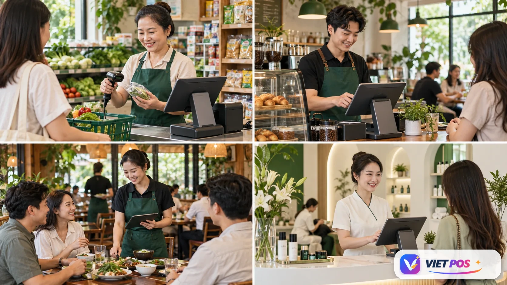 Các cửa hàng tạp hóa, cà phê, nhà hàng và spa sử dụng hệ thống bán hàng